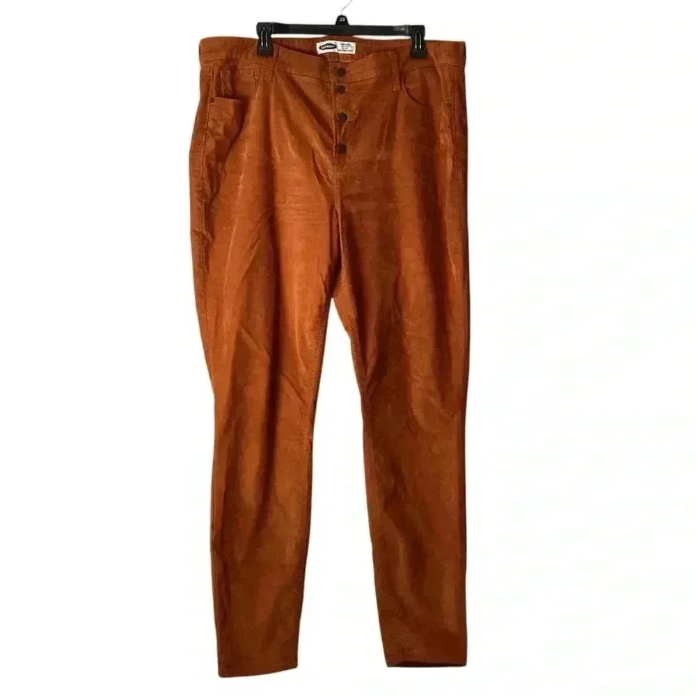 Old Navy Burnt Orange Corduroy Rockstar Super Skinny High Rise Button Pants 18